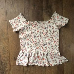 AMERICAN EAGLE Floral Smocked Blouse XS NWT